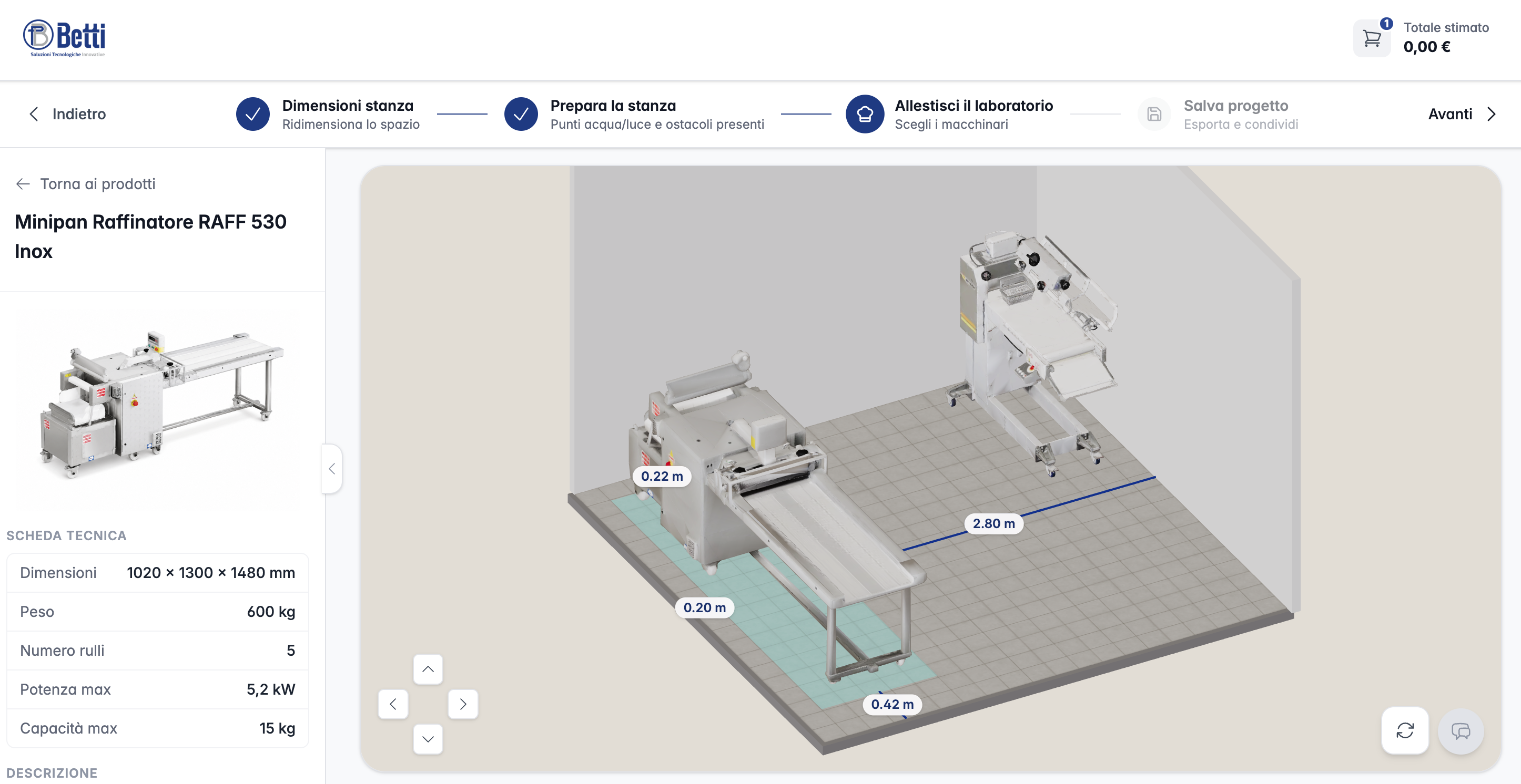 Step 2 — posiziona i macchinari nel laboratorio in 3D